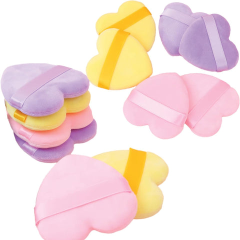 3 Pcs Powder Puffs for Face Powder, Heart Shape Makeup Puff Setting Powder Puff Soft Velour Powder Puff Make Up Sponges for Face Makeup Tools for Loose Powder Skin-MULTICOLOR