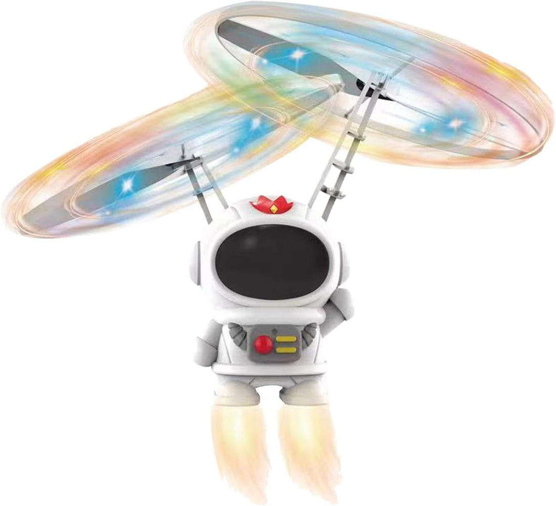 Flying Astronaut RC Drone Toy for Kids with Colourful LED Lighting, Hand Controlled Space Robot, White