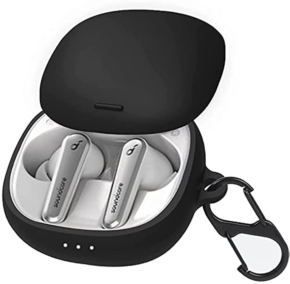 Top-Tech Silicone Case for Anker Soundcore Liberty Air 2 Pro，Protective Silicone Case with Keychain for Anker Soundcore Liberty Air 2 Pro True Wireless Earbuds (Black/أسود)