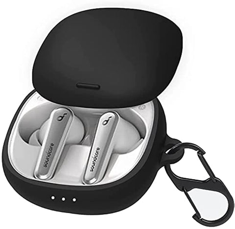 Top-Tech Silicone Case for Anker Soundcore Liberty Air 2 Pro，Protective Silicone Case with Keychain for Anker Soundcore Liberty Air 2 Pro True Wireless Earbuds (Black/أسود)