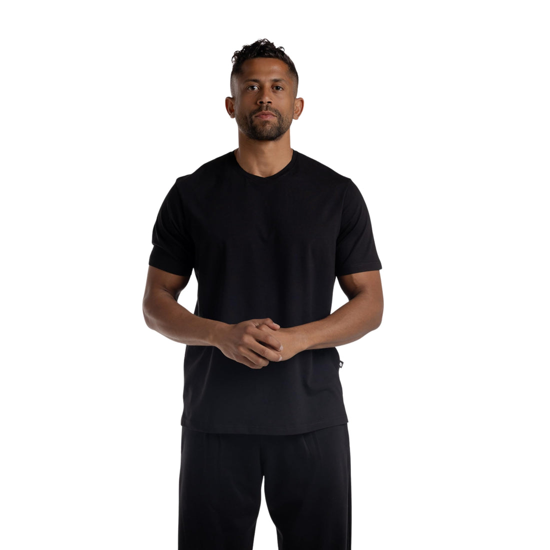 Men Essentials Cotton Short Sleeve T-Shirt Black – Lightweight Breathable Basic Tee, Soft Fabric, Standard Fit for Everyday Wear & Athleisure #237