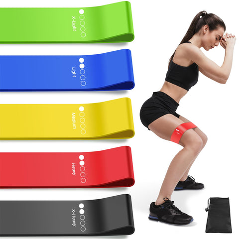 Resistance Bands for Working Out, Exercise Bands Resistance Bands Set with 5 Resistance Levels, Multi-Colored Workout Bands for Indoor and Outdoor Fitness, Leg Strength Training, Rehab, Yoga