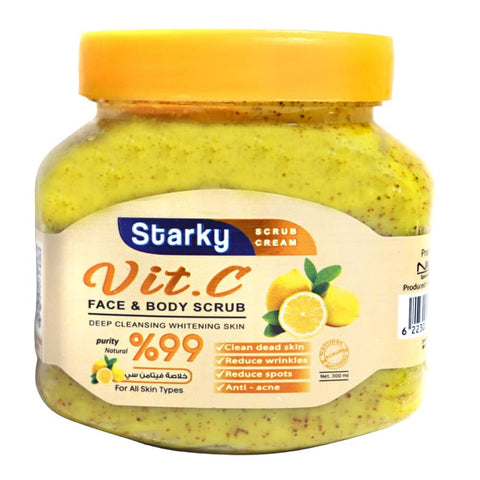 Starky scrub cream face & body scrub deep cleansing whitening skin with vit.c for all skin types-300ml
