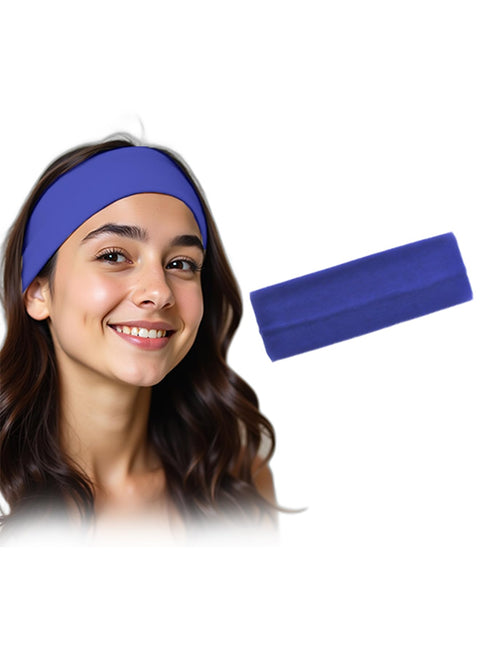 Headbands Plain Stretchy, Elastic Hair Bands, Soft Cotton Cloth Fabric Non Slip for Women's and Men, Ideal for daily use. (Blue)