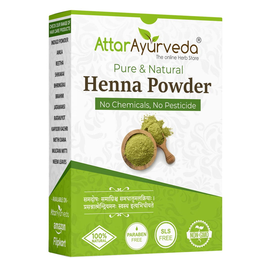 Attar Ayurveda Natural Henna Powder for Hair Colour and Growth, Reduce Hair Fall 100% Natural No Added Preservative No Chemical Dye Added 200 gm