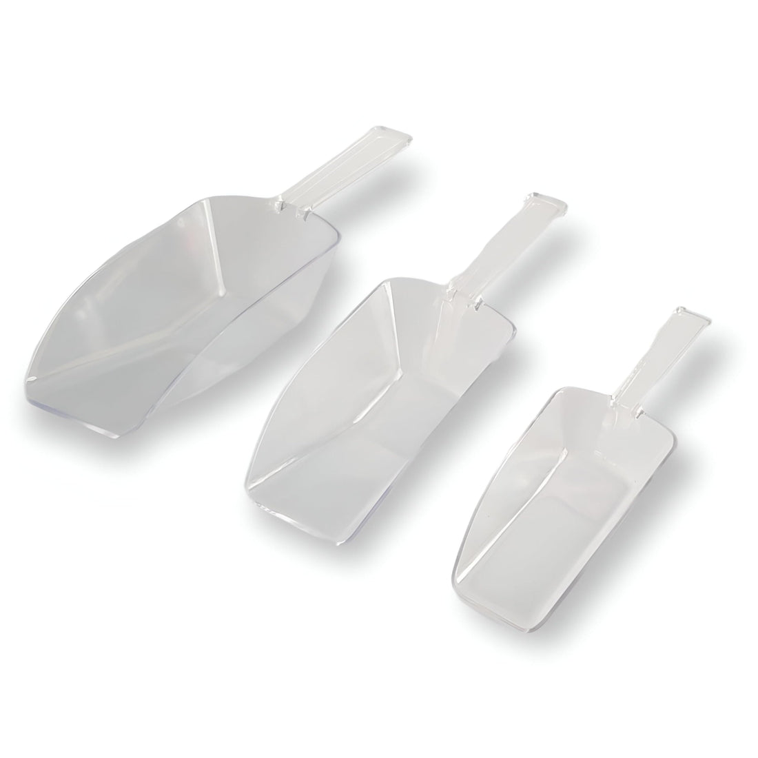 Acrylic Kitchen Spoon Trio - Transparent, Hygienic, and Durable Tools for Handling Flour, Sugar, and Sweet Treats in Any Food Service Environment
