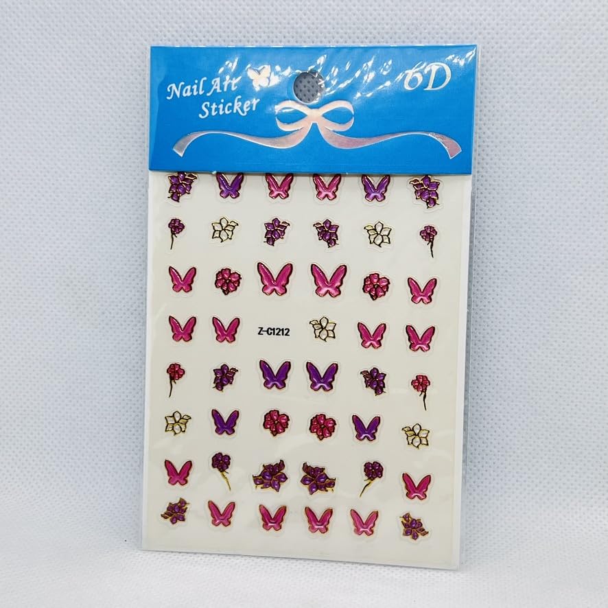 Premium Nail Stickers for Nail Art – Self Adhesive Luxury Nail Decals for Manicure & Press On Nails (Butterflies Stickers)