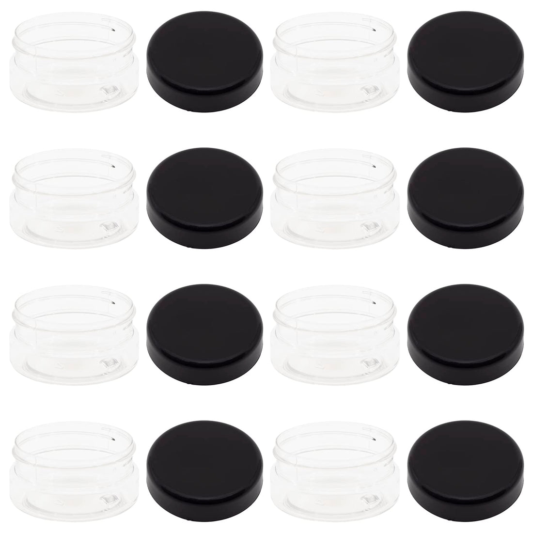 FUNNY 12 Pieces White Plastic Jar 12pcs 50ml Empty Jar with Lid Black - High Quality Plastic Healthy Packaging Any Travel Tins Products Round Empty Tins - by Funny