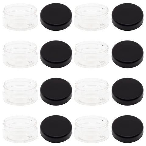 FUNNY 12 Pieces White Plastic Jar 12pcs 50ml Empty Jar with Lid Black - High Quality Plastic Healthy Packaging Any Travel Tins Products Round Empty Tins - by Funny