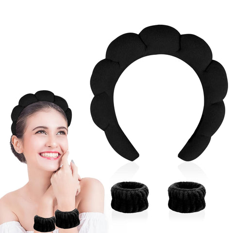 Spa Face Headband, Skincare, Make-Up Band, Soft Make Up Hair Band, Elastic Wrist Sweatband, Fluffy Cosmetic Headbands for Women and Girls