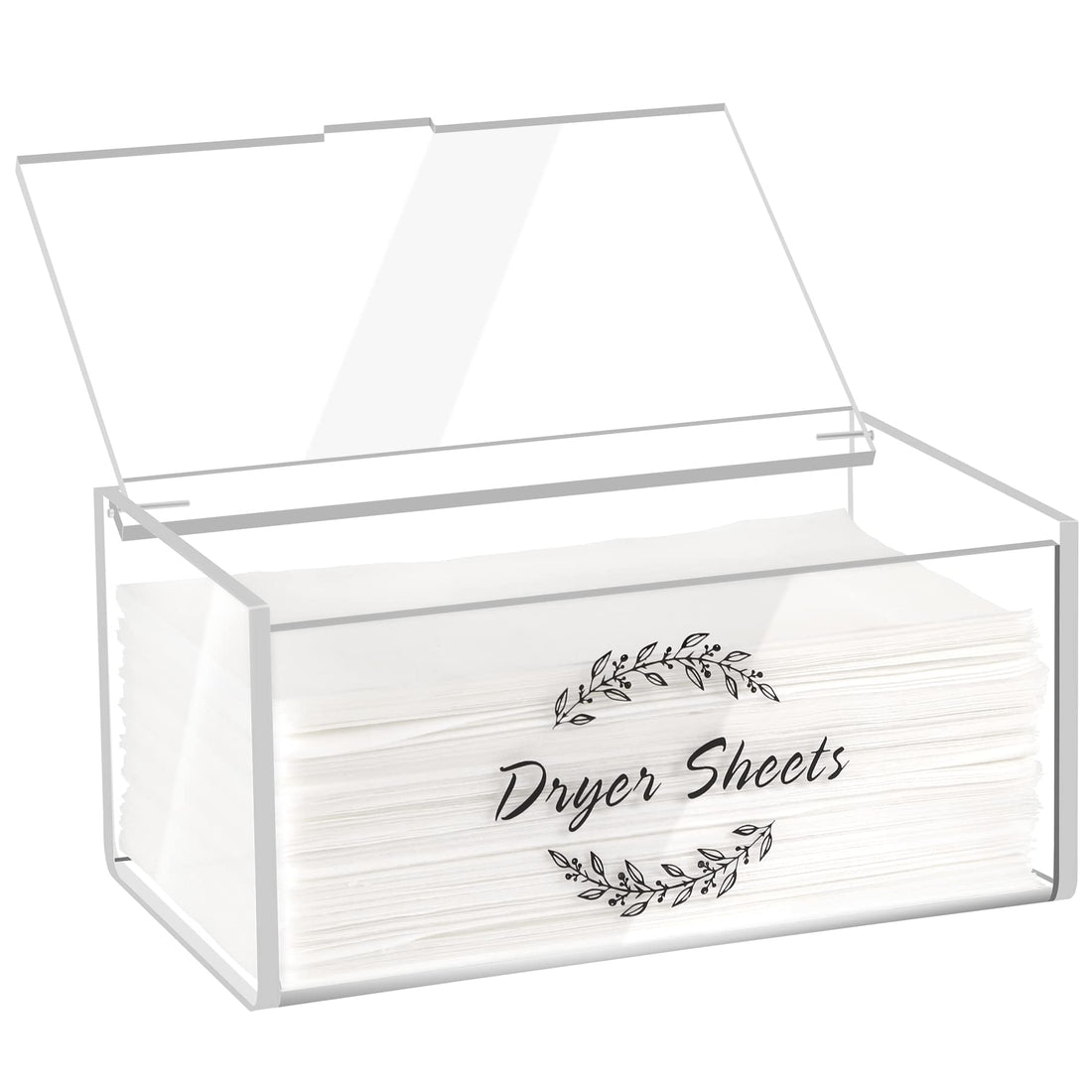 Acrylic Dryer Sheet Dispenser with Lid Clear Dryer Sheet Holder for Laundry Room Decor Dryer Sheet Container for Fabric Softener Sheets Space Saving Laundry Organization and Storage Box,Transparent