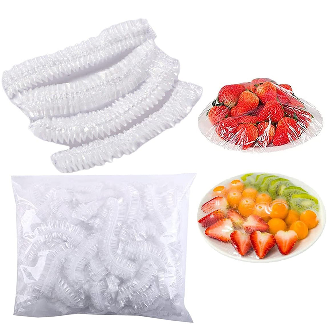 100Pcs Bowl Covers, Elastic Plastic Wrap Food Covers Outdoor Food Covers Food Wrap, Stretchable 360 Food Storage Containers Covers Clear Dish Plate Covers for Kitchen Outdoor Picnic