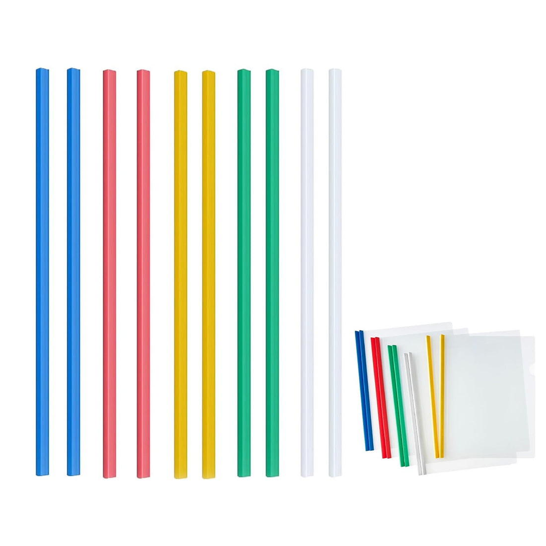A4 Sliding Bar Folder Report Covers, 10pcs Plastic File Folder, Holds Up to 75 Sheets, Multi-color, A4 Size Paper