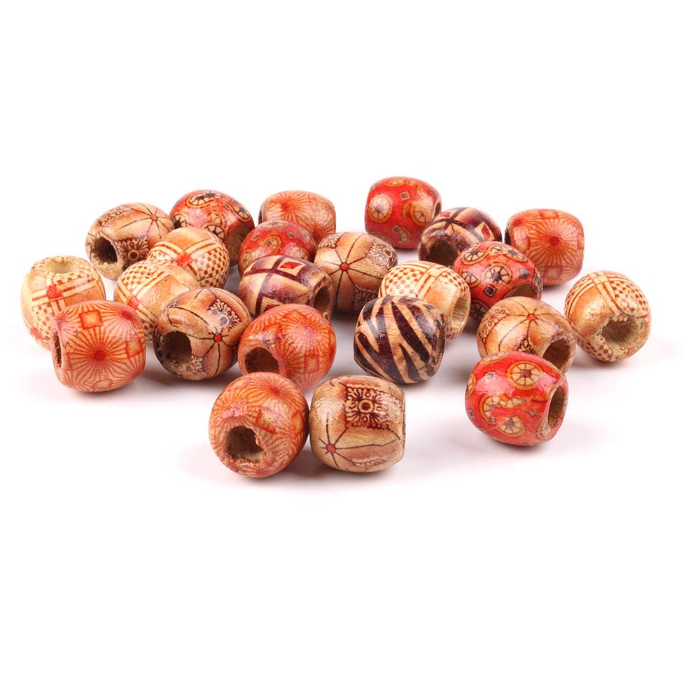 GBSTORE 100 Pcs Mix Color 10mm Natural Painted Wood Beads Round Loose Wooden Bead Bulk Lots Ball for Jewelry Making Craft Hair DIY Rosary Bracelet Necklace