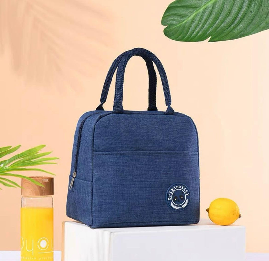 Bear Skin Label Lunch Bag, Portable Student Lunch Bag, Waterproof and Oil Proof Insulation Bag, Office Workers Meal Bag, Thick Aluminum Foil (Navy)