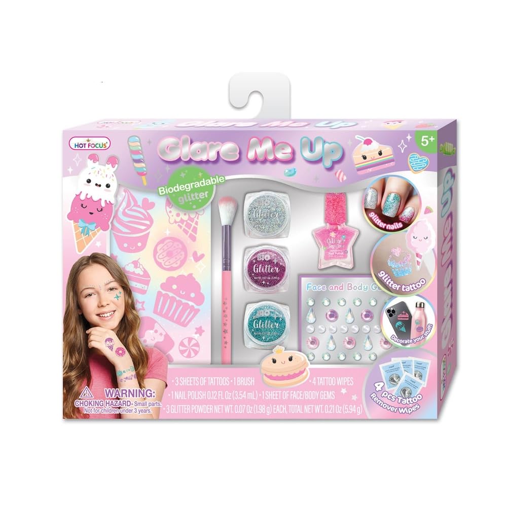 Hot Focus Glare Me Up Sweet Nail Fashion Set, Cosmetic Nail Set, Plastic, Multicolor, Includes Doll, 0.65 Kilograms