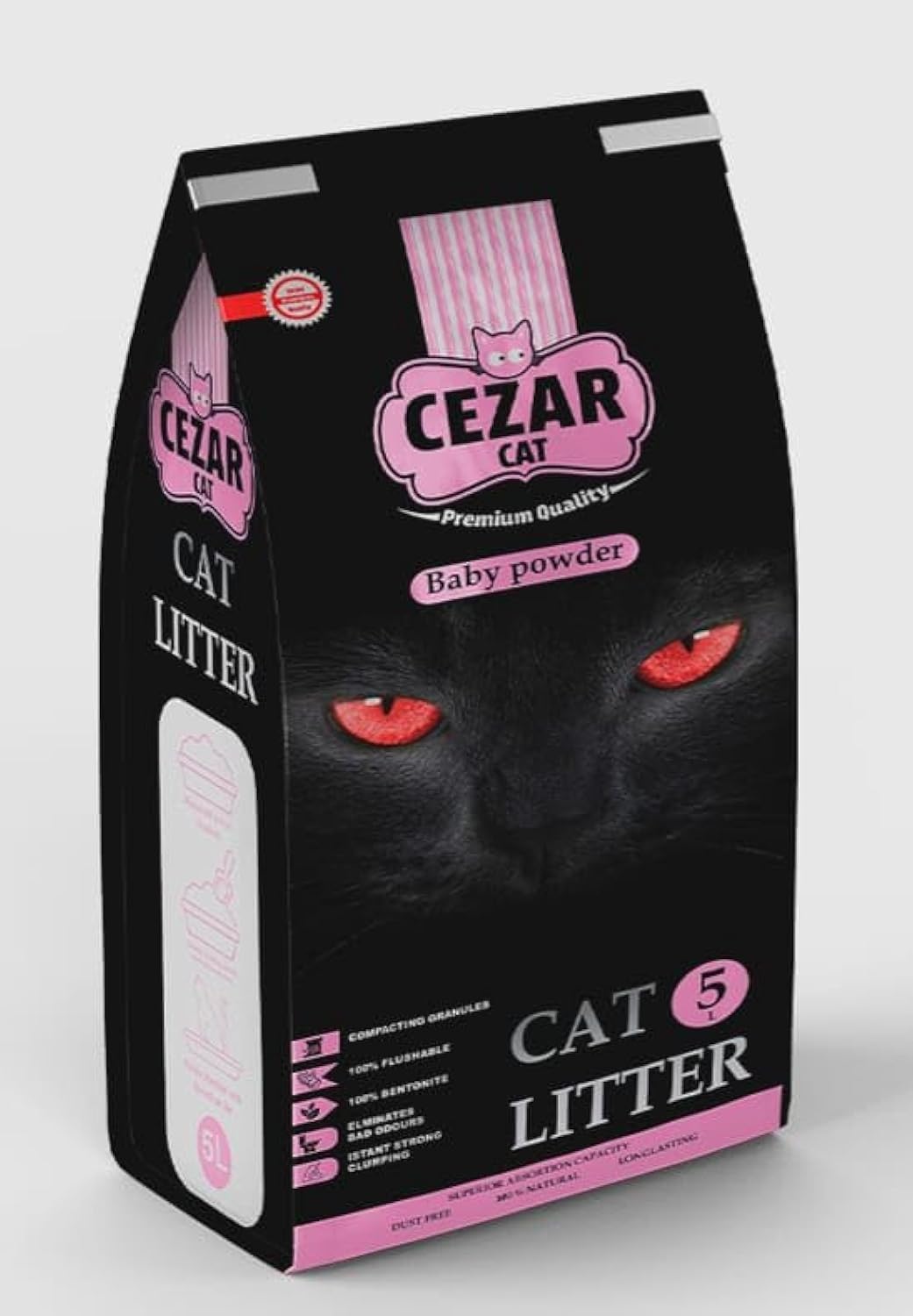 CAESAR Cat Litter Fast Clumping Natural Bentonite 5L (Baby Powder)