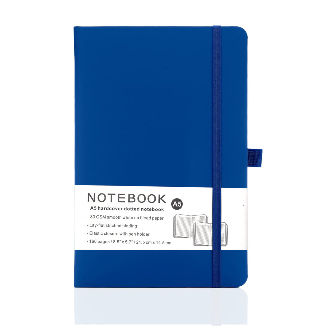 Yanek A5 Lined Notebook - Hardcover, 160 Pages, Writing Pad for Notes, Journals, Sketches, School, Office, and Personal Use - Durable, Portable, Pack of 1 (Navy)