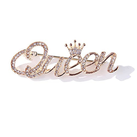 Queen Crown Brooch Pins for Women Girls Party Fashion Feminist Rhinestone Crystal Lapel Pin Accessories