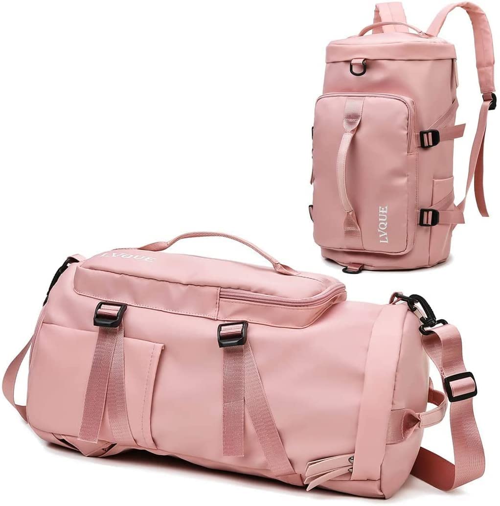 Lvque Oxford Travel Casual Sports Backpack For Women Men, 28.7 L Casual Gym Backpack With Shoes Compartment, Pink, Large