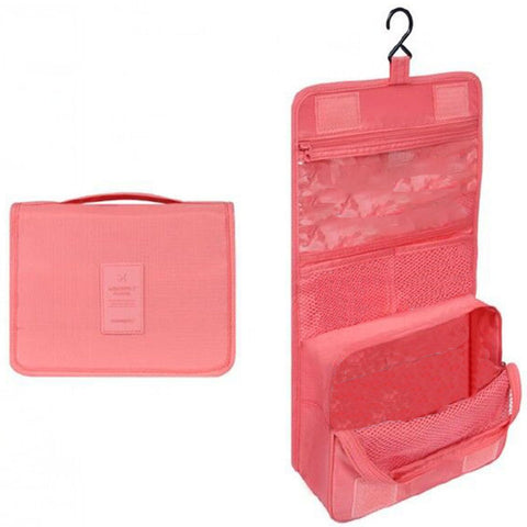 Veyarien Travel Toiletry Bag, Hanging Toiletries Wash Bag Makeup Cosmetic Organizer Bags for Women Girls Kids Waterproof Foldable (Watermelon Red), Watermelon Red, Classic, Durable, Practical