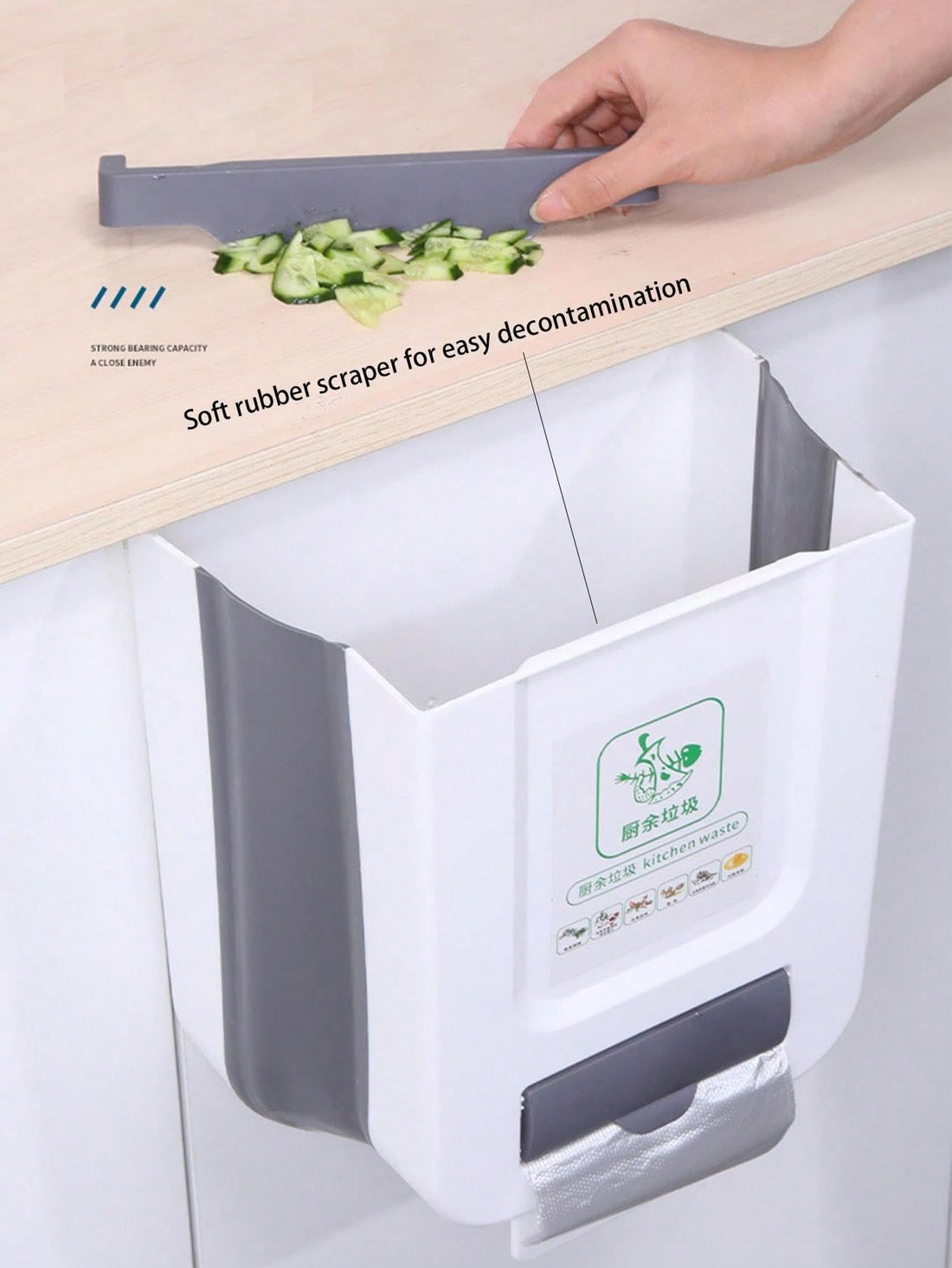 Hanging Kitchen Trash Can with Trash Bag, Simple Trash Can, Foldable Trash Can for Use in Bedroom, Bathroom, Office, Living Room, Car Drawer, Super Versatile (1 Pack)