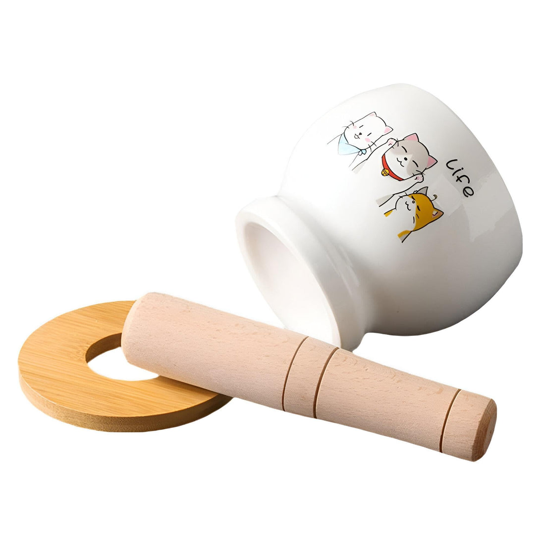 Garlic Crusher - Unique 1 Set Ceramic Mortar and Pestle for Flavorful Garlic, Pepper and Spices