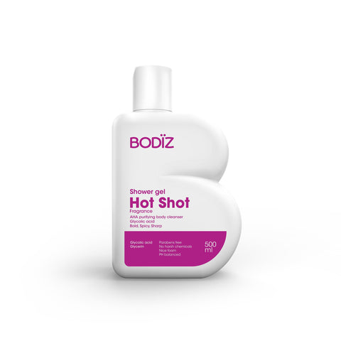Shower Gel Hot Shot with Glycolic Acid and Glycerin, Exfoliating Body Wash, 500 ml