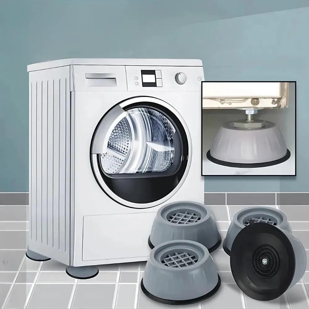 Washing Machine Stand Anti Vibration Rubber [Shock Absorption] Anti Slip Noise Cancelling Washing Machine Stand for Washing Machine Dryer Dishwasher (Keep Floors) 4 Pack