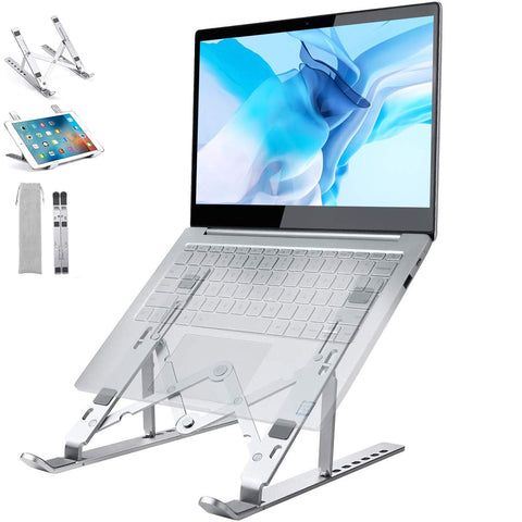 Laptop Stand for Desk, Ergonomic Aluminum Laptop Riser 7 Adjustable Height Foldable Portable Notebook Computer Stand for 8-18" Laptop Tablets Compatible with MacBook Air Pro, HP