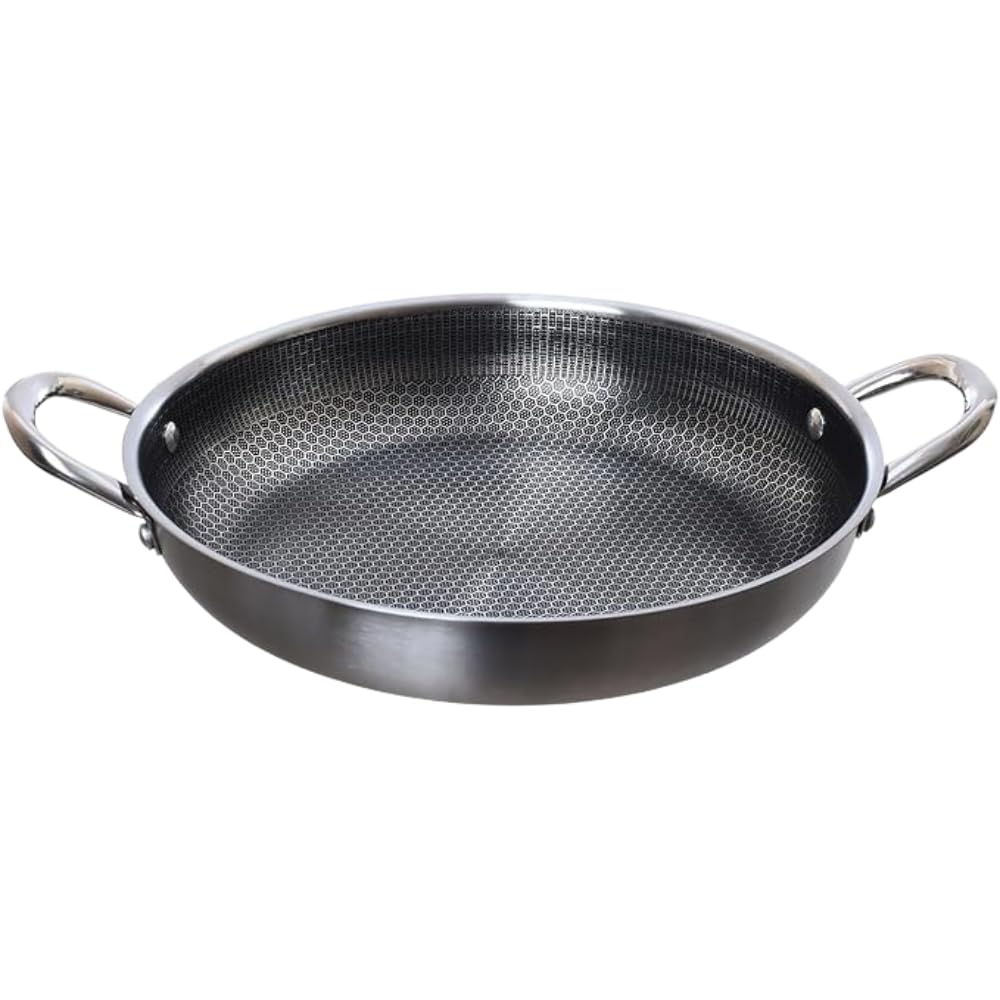 Happy Home Stainless Steel Frying Pan, Non-Stick Heat Resistant Frying Pan With Two Hands (Size: 24 CM)