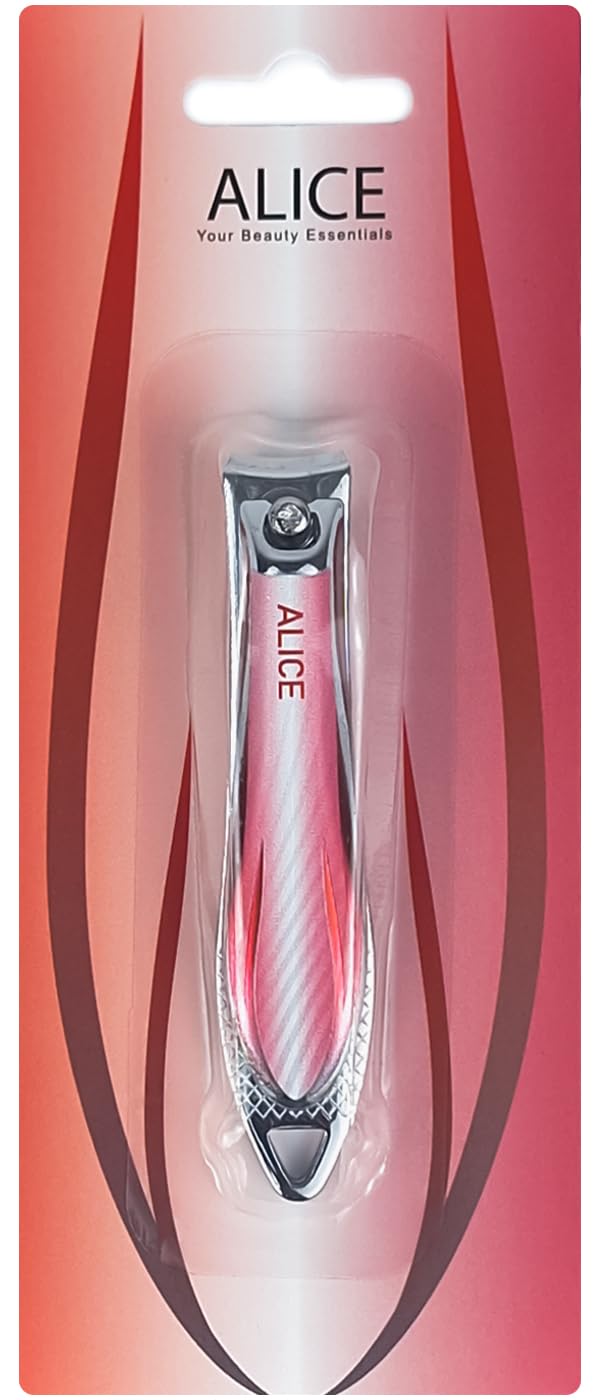 Alice - Nail Clipper, Stainless Steel Sharp Blade, Professional Nail Cutter For Men & Women, Dynamic Flame Style (Red)