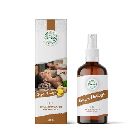 Purity- بيورتي Ginger Massage Oil – 100% Natural with Essential Ginger Extract – Soothing & Warming Oil for Deep Tissue Massage & Muscle Relief (50ml)