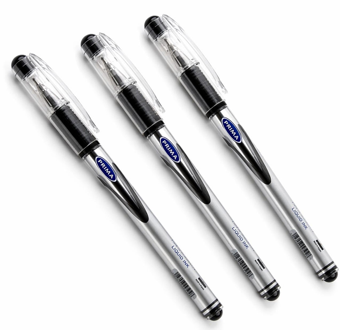Prima Pen 3 Pack Bronzo Ballpoint Pens, Black, 0.7 mm Tip, Ergonomic Grip