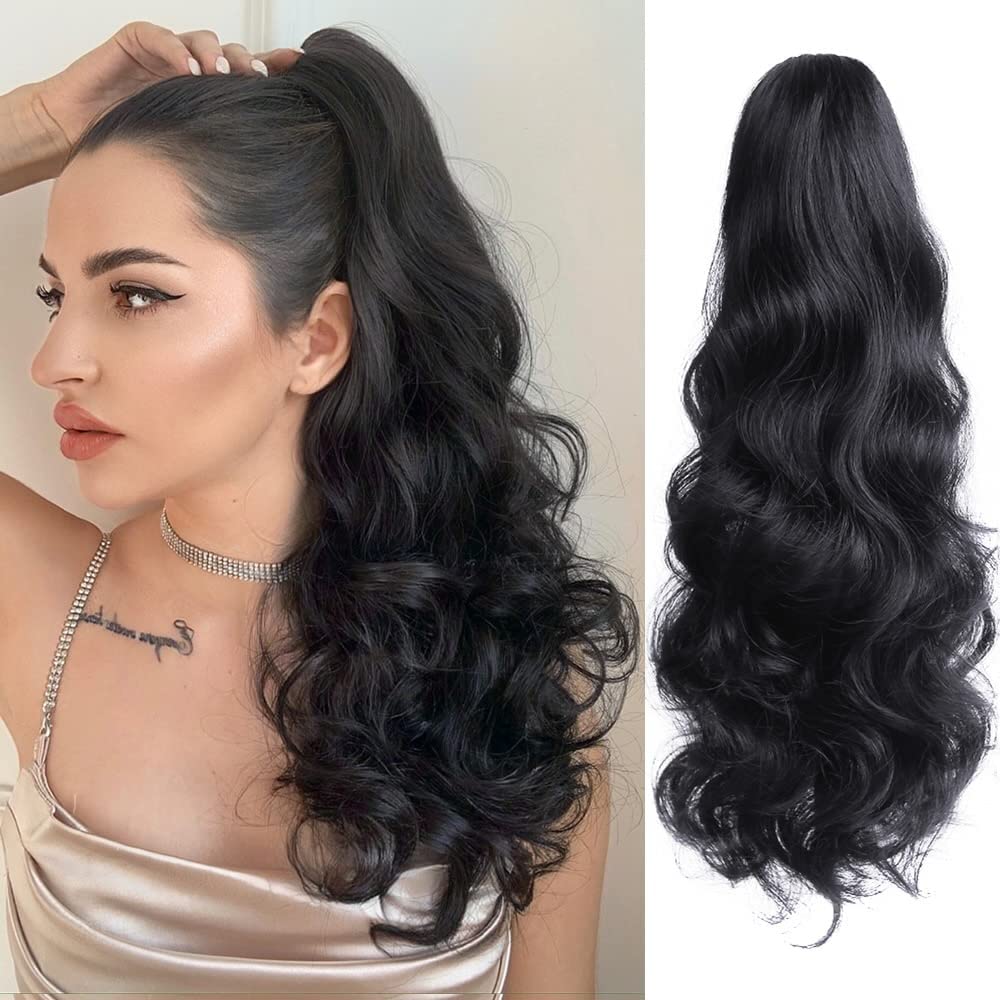 Ponytail Extension, Claw Clip Ponytail Extension 40 TO 45 MEDIUM n Curly Clip in Pony Tails Hair Extensions Synthetic Layered Fluffy Hairpieces for Women (SHT-1)
