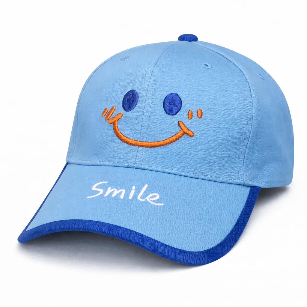 Smile Design 100% Cotton Baby Cap — Kids Baseball Cap — Light and Comfortable Baby Hat — Adjustable Size — Boys and Girls Cap — N-Welt