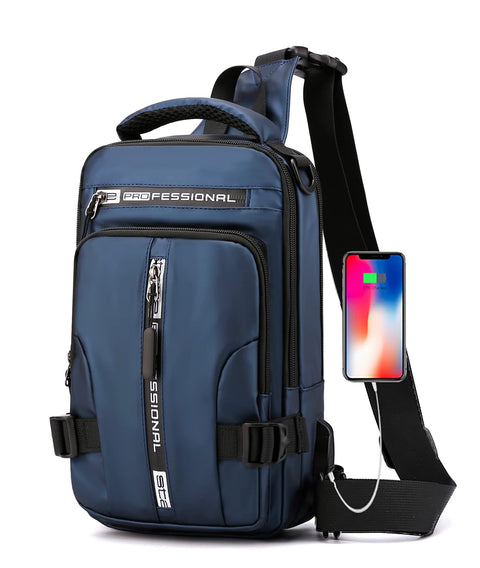 Sling Backpack Crossbody Shoulder Chest Bag for Men Women Travel Hiking Daypack with USB Cable
