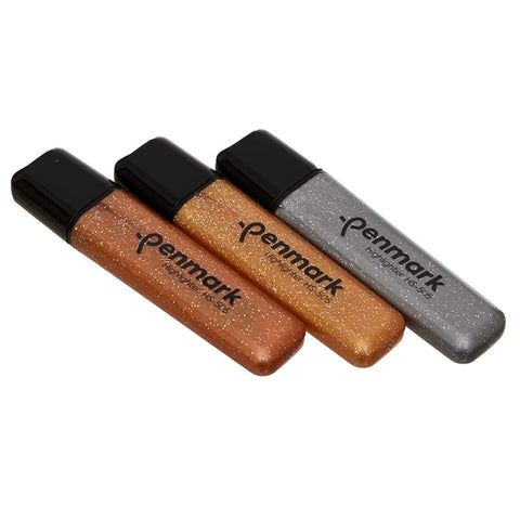 Penmark hs-505 high quality metallic permanent highlighter pen set of 3 pcs. - multi color