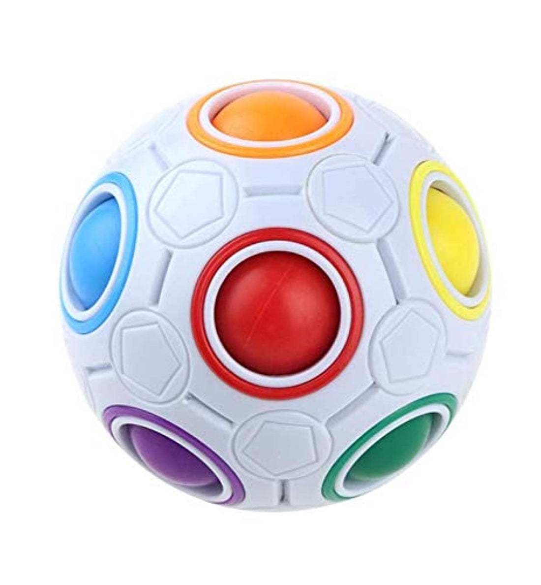 Beauenty Children's 3D Intelligence Games Magic Rainbow Puzzle Ball Football Style Fidget Toys Speed Cube (11 Colors)