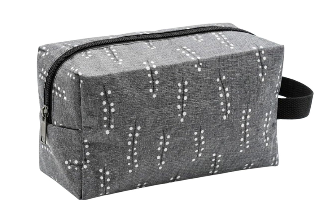 Cosmetic Bag - Potions and Lotions Organizer for Travel Size Toiletries - Loaf Pouch Storage for Makeup, Brushes, & Accessories -BLACK MIX GREY