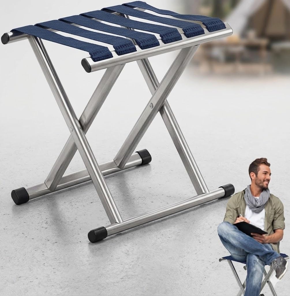 Outdoor Camping Stool, Seat Portable Folding Telescopic Stool Outdoor Adventures, Comfortable Size Chair for Long Travel Barbecue