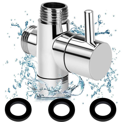G1/2 T-Adapter,BETOY 3-Way Shower Diverter Brass Universal durable with washer Shower Brass 3-Way Shower Diverter Diverter Valve for Kitchen, Bathroom, Toilet, Restaurant, Hotel,Polished Chrome,Silver