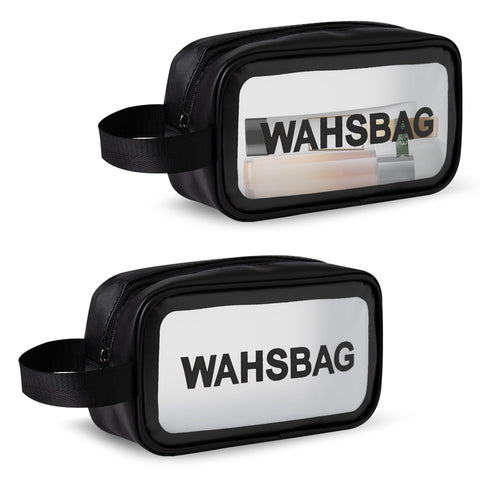 Toiletry Bag, 2 Pcs Cosmetic Bags Clear Travel Toiletries Bag Clear Makeup Bag Waterproof Wash Bag Portable for Travel Bathroom Men Women (Black), Transparent, One Size, One size