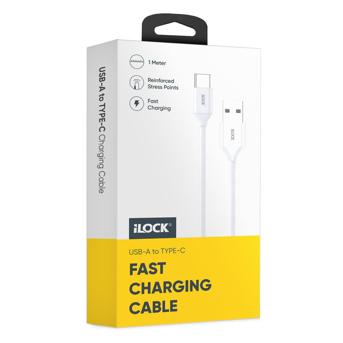 iLOCK Charge Cable | 1 Meter | Durable PVC Design (USB-A to TYPE-C, White)