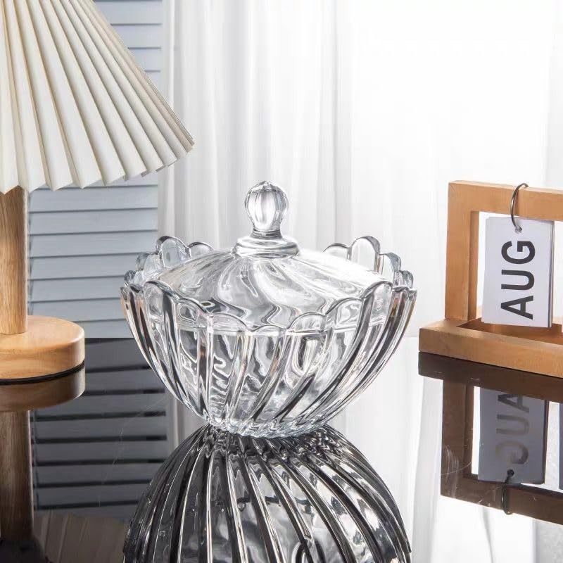 European Creative Crystal Glass Candy Cup with Lid Candy Jar Fruit Candy Box Bucket Storage Jar Creative Living Room Decoration (Shape 12)