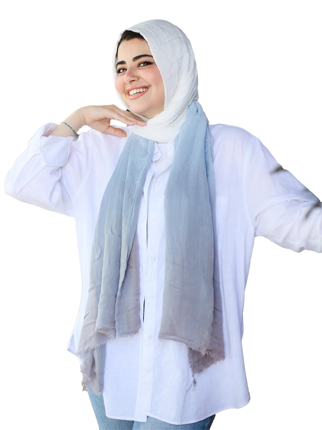 Signature Timeless Luxury Ultra Soft Breathable Pure Cotton Gradient Veil With Elegant Smooth Finish Navy Blue 80x200cm