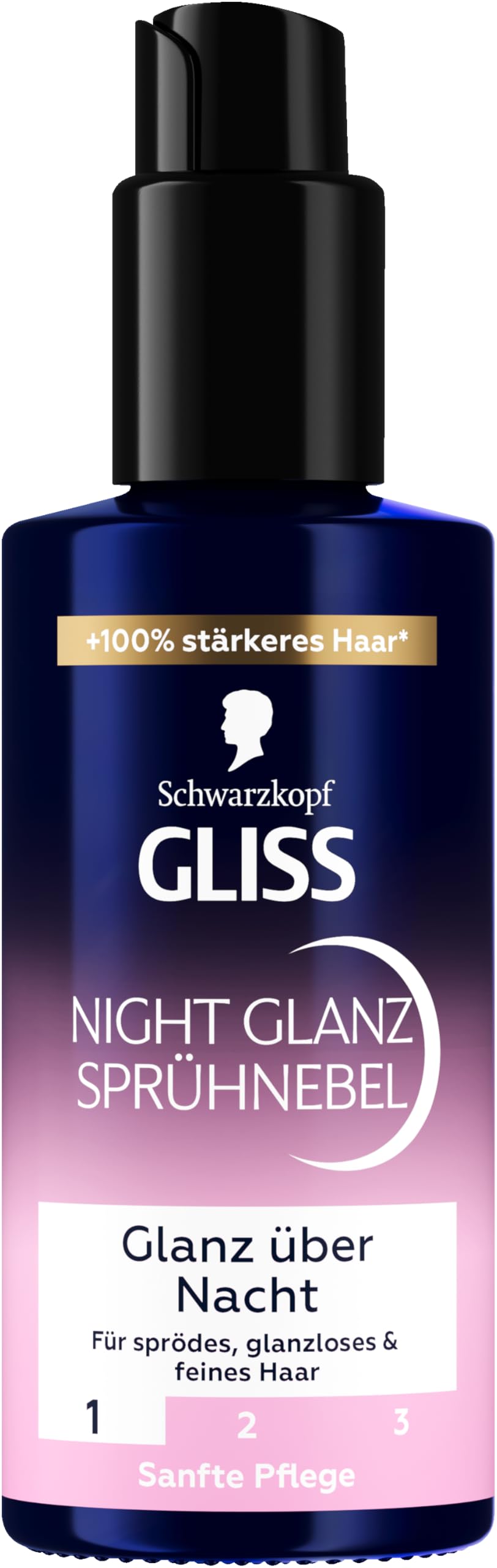 Gliss Night Shine Spray Mist (100 ml), Spray Care with Bonding HaptIQ System & Silky Complex for Brittle, Dull & Fine Hair, Leave in Hair Care Strengthens & Nourishes Intensively Overnight