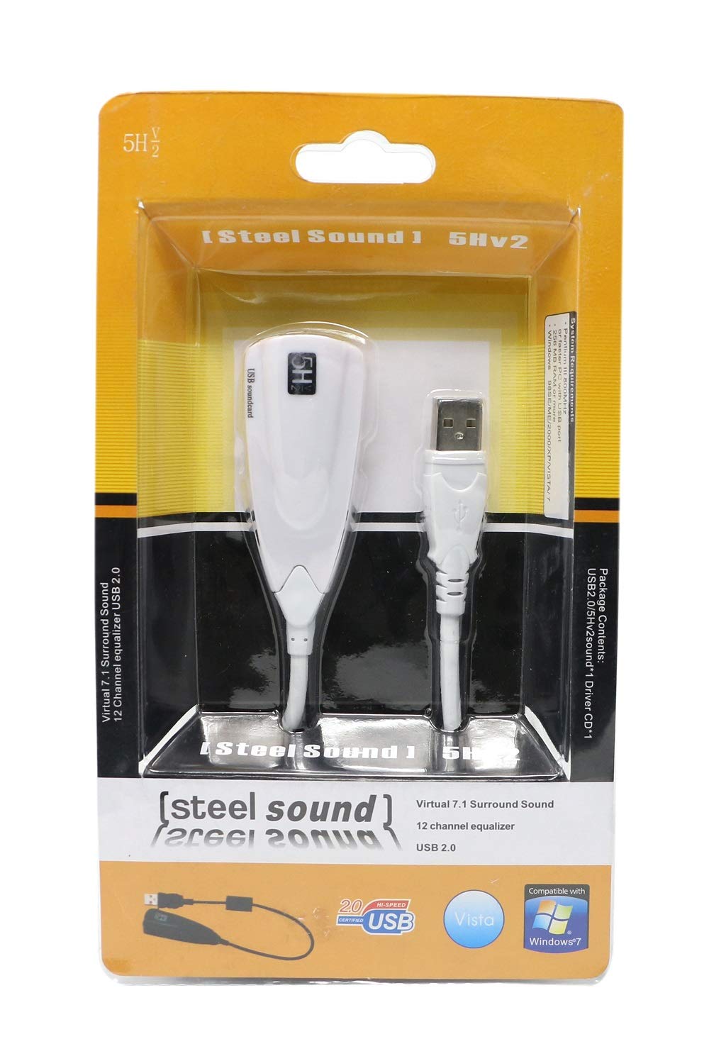 Virtual 7.1 Cable , Surround Sound , 12 Chanel Equalizer USB 2.0 , Multi use , BT0022