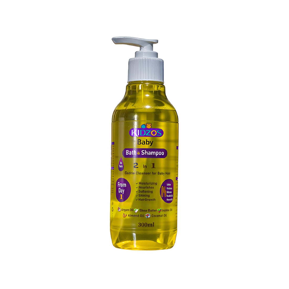 Kidzos Baby 2 In 1 Bath&Shampo Moisturizing, Nourishes, Softening, Shining&Hair Growth-300ml