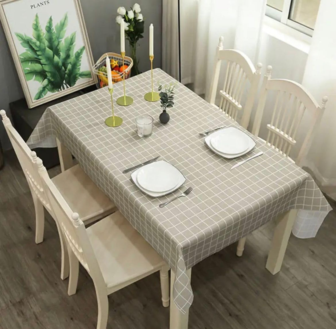 Oil-proof and Waterproof Rectangle Tablecloth Easy to Clean - Reusable PVC Material (Grey, 183 x 137cm) (Assorted Colors)